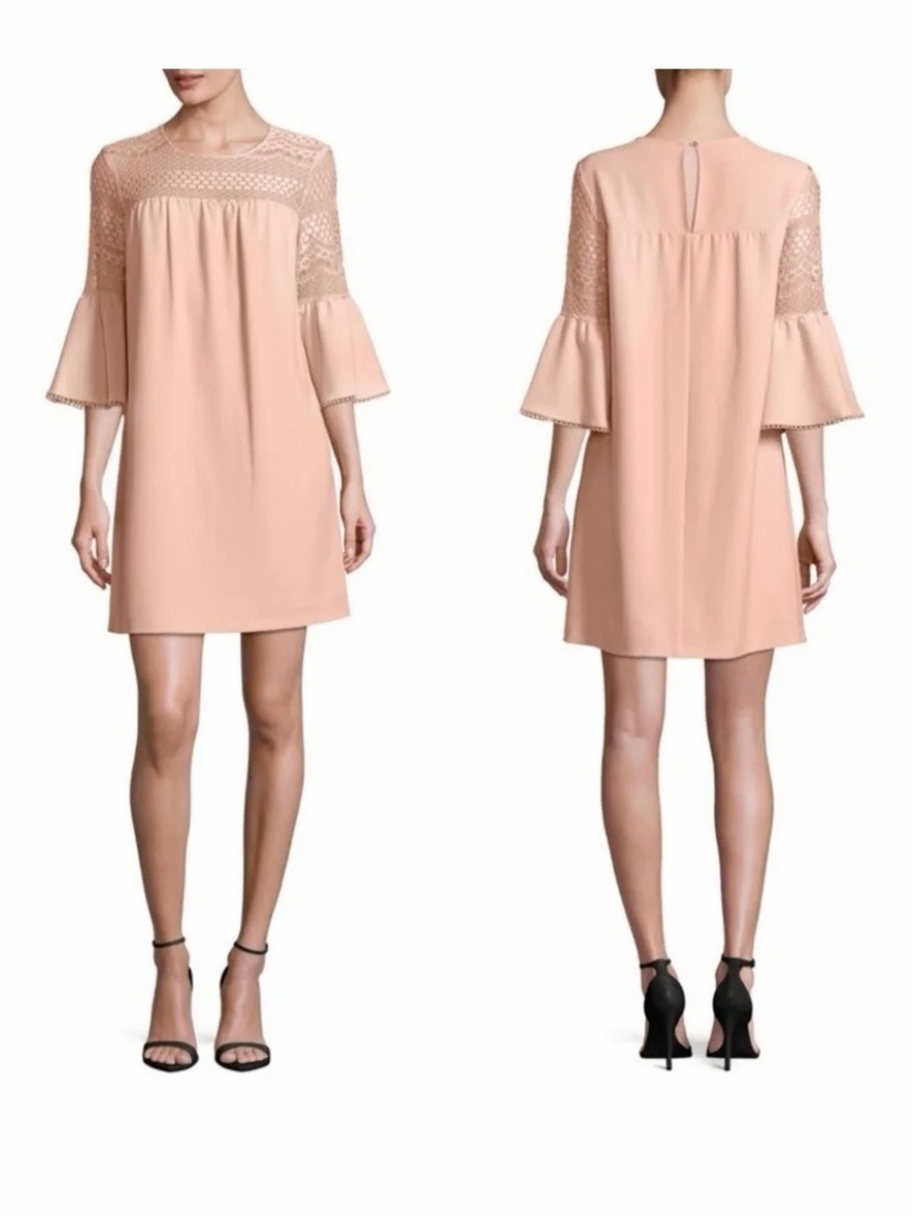 Nanette Lepore Barely Blush Crochet Detail Shift Dress, Size 8